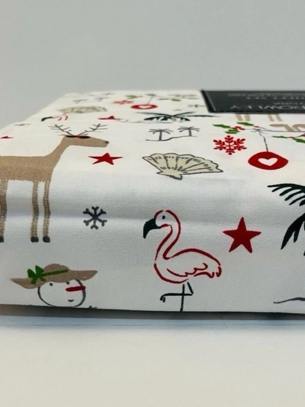 Cynthia Rowley Christmas Beach Full Size Sheet Set Palm Tree Seashell Flamingo